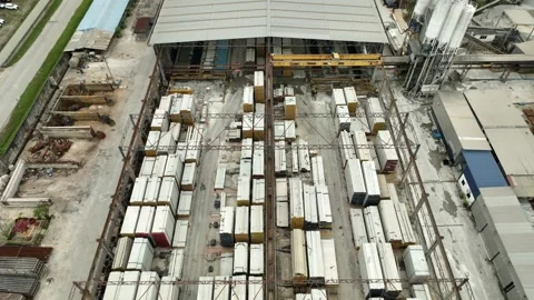 Precast Concrete Yard and Warehouse Storage Facility Aerial View Видео 337331252