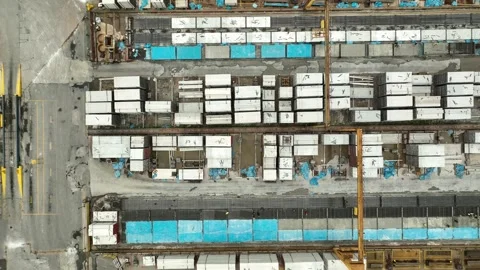 Precast Concrete Yard and Warehouse Storage Aerial View Vidéo 337331256