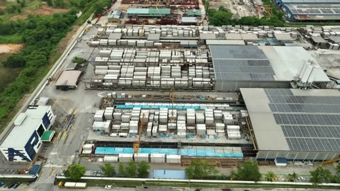 Precast Concrete Yard and Warehouse Industrial Facility Vídeos de archivo 337331466