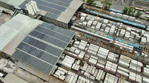 Precast Concrete Yard and Warehouse Facility with Solar Panels Видео 337331468