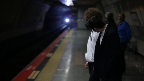 The precaution people take against Coronavirus in Istanbul Metro. Stock-Footage 126313155