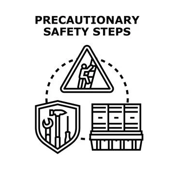 Precautionary safety steps for workplace and construction Illustrazione stock