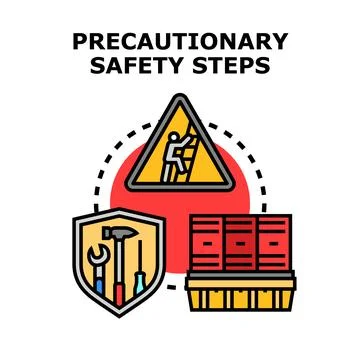 Precautionary safety steps for workplace and construction Иллюстрация