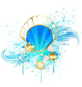 Precious blue seashell Stock Illustration
