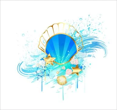 Precious Blue Seashell Stock Illustration