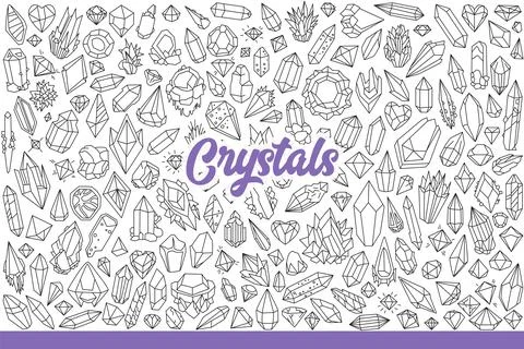 Precious crystals of various shapes for making jewelry or expensive amulets Stock Illustration