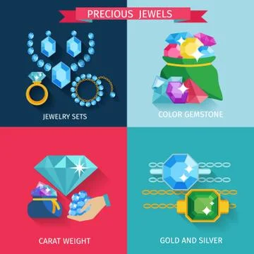 Precious Jewels Flat Stockillustratie