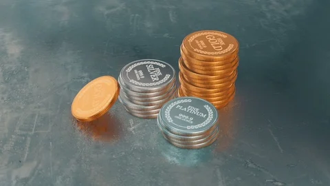 Precious Metal Coins Loop Stock Footage 86418812