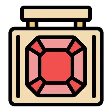 Precious red gemstone displayed in museum collection box Stock Illustration