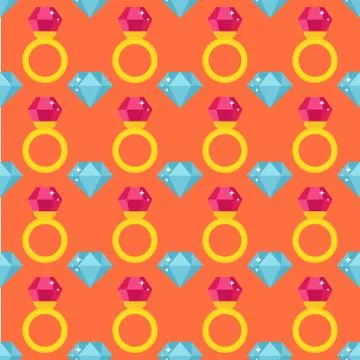 Precious ring seamless pattern vector illustration Illustrazione stock