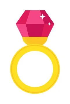 Precious ring with stone colored gems isolated on white background 스톡 일러스트