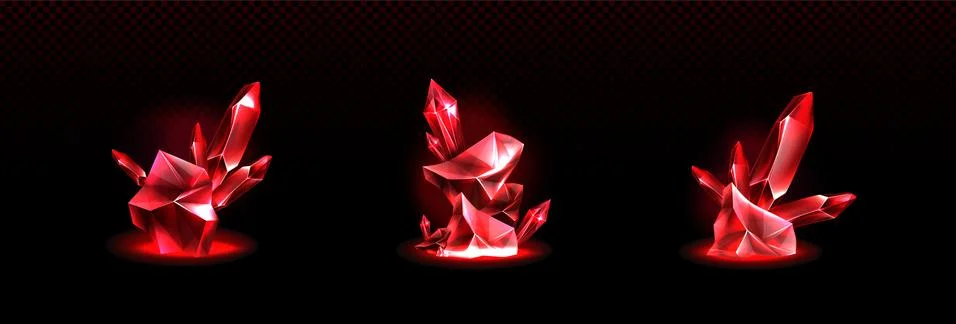 Precious ruby stones, shiny red crystals Stock Illustration