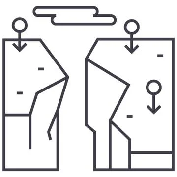 Precipice, breakage vector line icon, sign, illustration on background, editable Stock Illustration