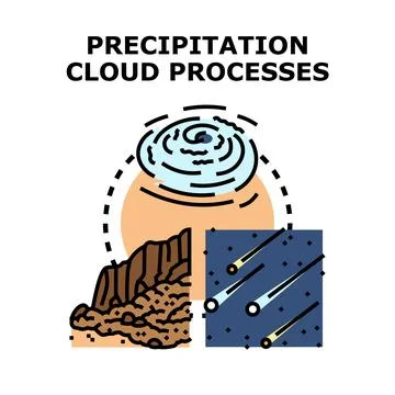 Precipitation cloud processes generating natural weather phenomena Stock Illustration