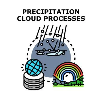 Precipitation cloud processes global weatherology vector Stock Illustration