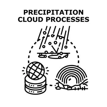 Precipitation cloud processes global weatherology vector Illustrazione stock