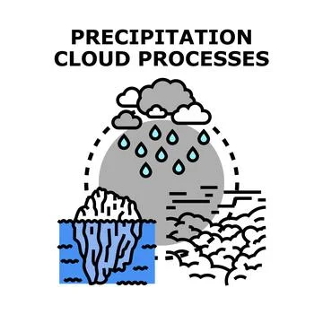 Precipitation cloud processes water cycle climate concept Stock Illustration