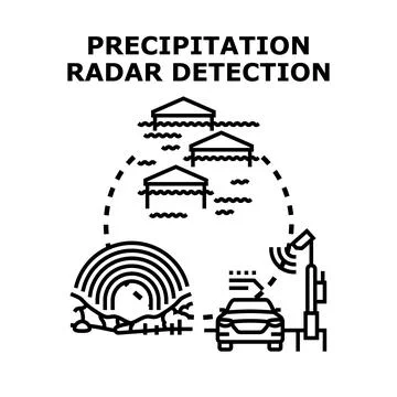 Precipitation radar detection concept with car and weather prediction Stock Illustration