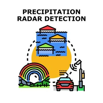 Precipitation radar detection concept with car and weather prediction Stock Illustration