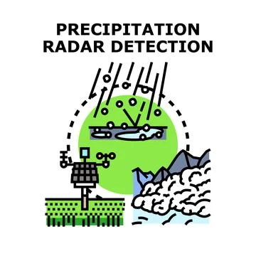 Precipitation radar detection system tracking storm weather Stock Illustration