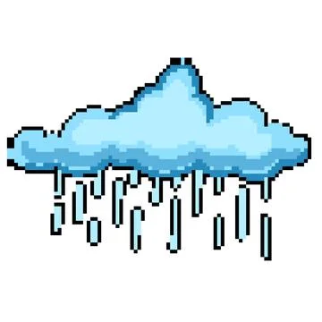Precipitation rain cloud pixel art vector illustration Illustrazione stock
