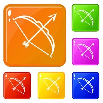 Precise bow icons set vector color 库存插图