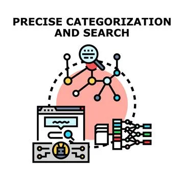 Precise categorization and search vector concept Stock Illustration