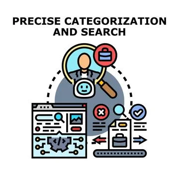 Precise categorization and search vector concept Illustration