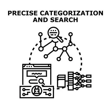 Precise categorization and search vector concept Stock Illustration