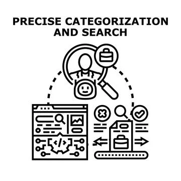 Precise categorization and search vector concept Stock Illustration