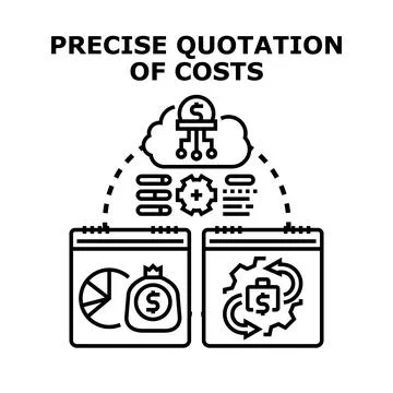 Precise cost quotation calculating budget finance data Stock Illustration