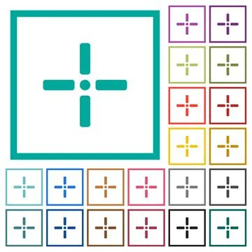 Precise cursor flat color icons with quadrant frames 스톡 일러스트