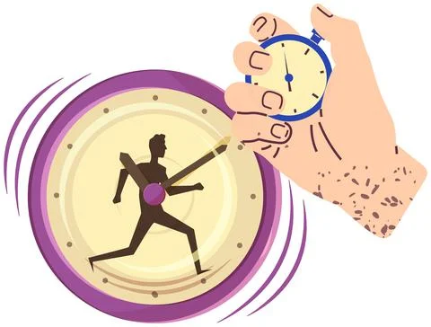 Precise device, stopwatch for measuring time during competition. Clock with Stock Illustration