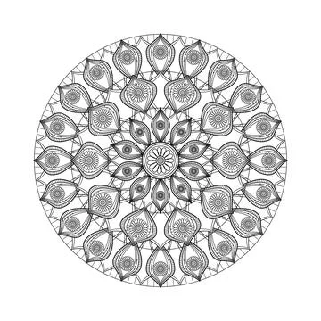 A precise geometric flower pattern radiates through pointed petals and repe.. Stockillustratie