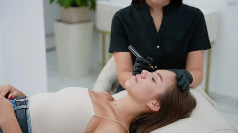 Precise Permanent Eyebrow Makeup Application by Expert Artist Stock-Footage 286270473