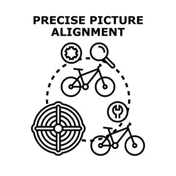 Precise picture alignment concept detecting details using tools Stock Illustration