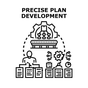 Precise plan development process strategy management concept Stock Illustration