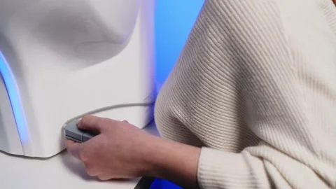 Precise visual field testing using an automatic computer perimeter Stock Footage 256759500