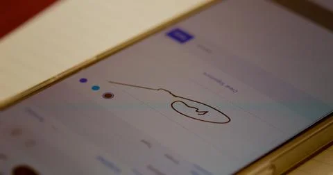 Precisely signing digital document on smartphone screen Stock Photos