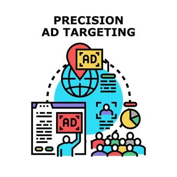 Precision ad targeting connecting consumers worldwide with digital marketing Stock Illustration