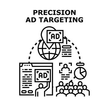 Precision ad targeting connecting consumers worldwide with digital marketing Stock Illustration