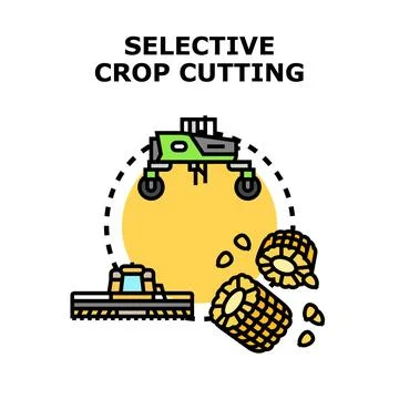 Precision agriculture selective crop cutting smart farming system Stock Illustration
