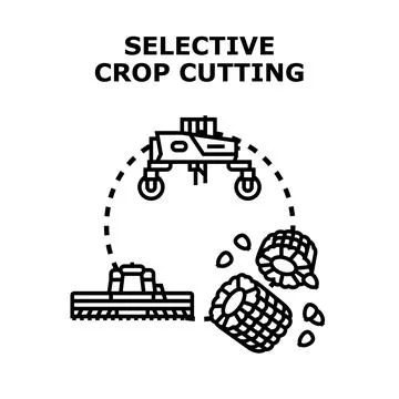 Precision agriculture selective crop cutting smart farming system Stock Illustration