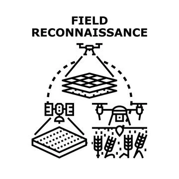 Precision agriculture utilizing drone and satellite field reconnaissance Stock Illustration