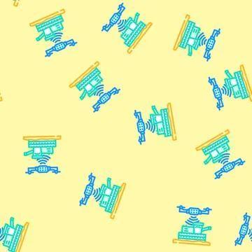 Precision agriculture vector seamless pattern Illustrazione stock