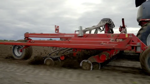Precision Air Seeder Disc Openers Cutting Soil While Planting Crops Stock Footage 305166491