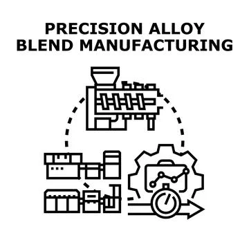 Precision alloy blend manufacturing process icon design Stock Illustration