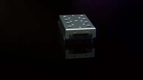 Precision Aluminum Linear Stage Rotating, Dark Studio Product Shot Vídeo Stock 341506821