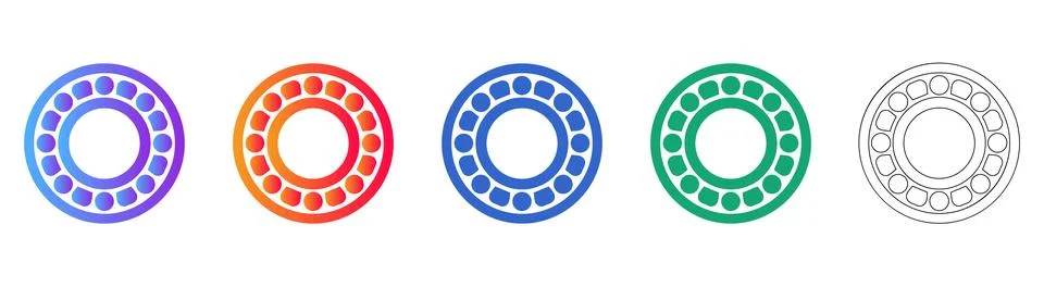 Precision Ball Bearing Vector Icon Collection Stock Illustration