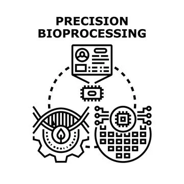Precision bioprocessing concept utilizing advanced data analytics, artificial Stockillustratie